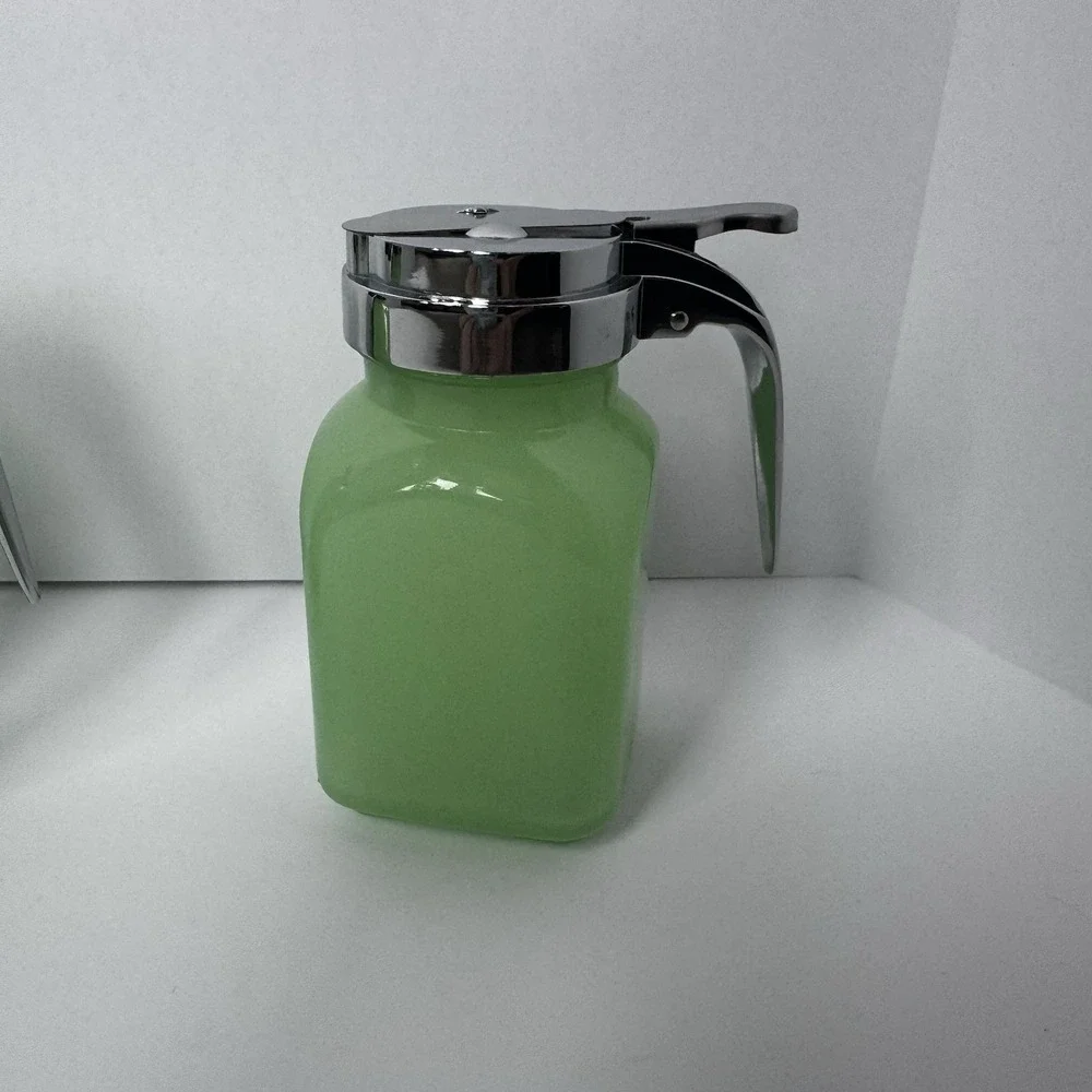 Tablecraft ~ Jadeite ~ Glass Syrup Dispenser ~ 6 Oz. ~ 2.25 x 4.75